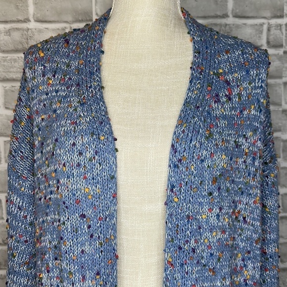 Blakeley women’s multicolored confetti open front knit sweater. Two pockets. EUC - Picture 1 of 12